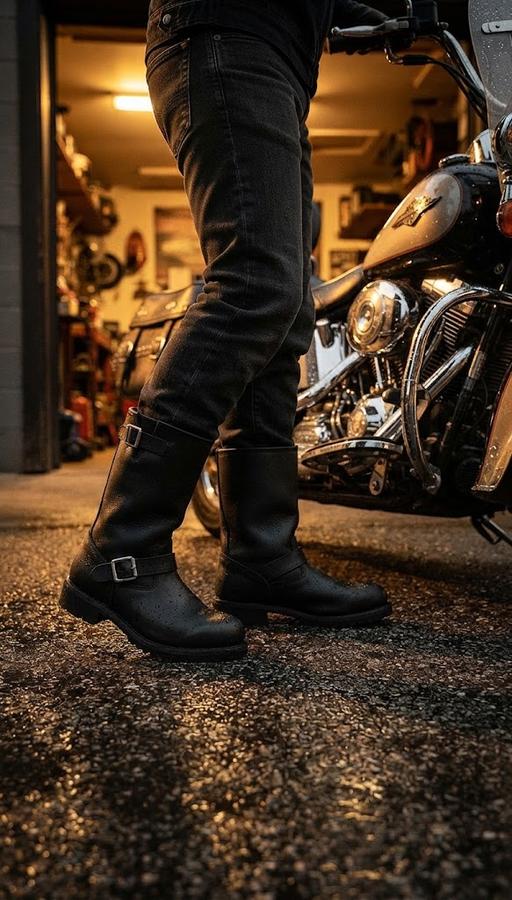 Ride Tecs Engineer Biker Boot, Full Grain Leather